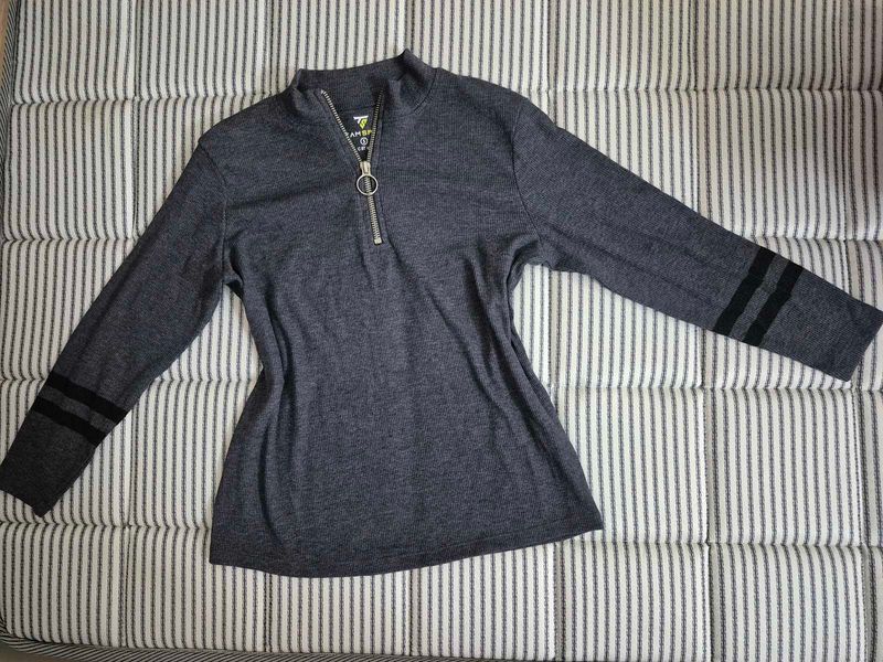 Gray Long Sleeve Top