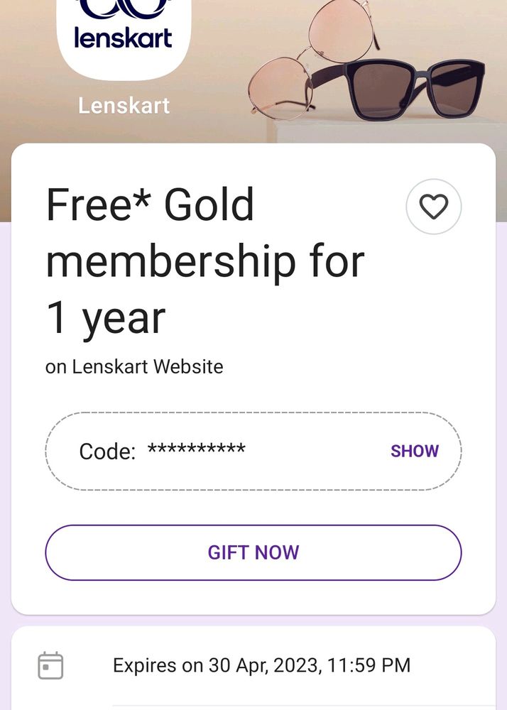 Lenskart 1 Year Free Gold Membership
