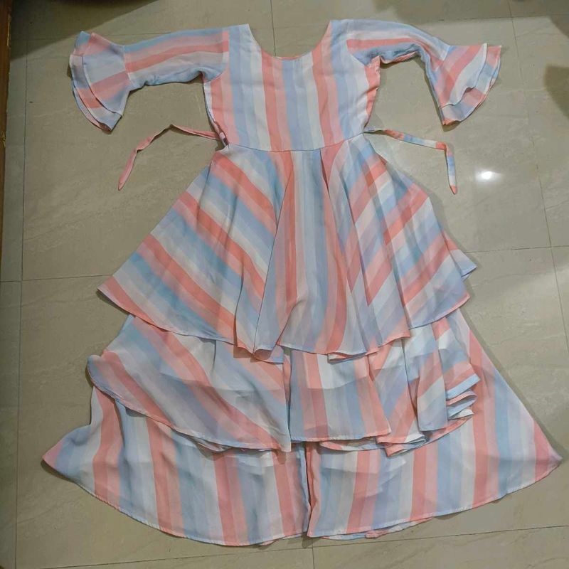 Double Layered Frock With Plazo