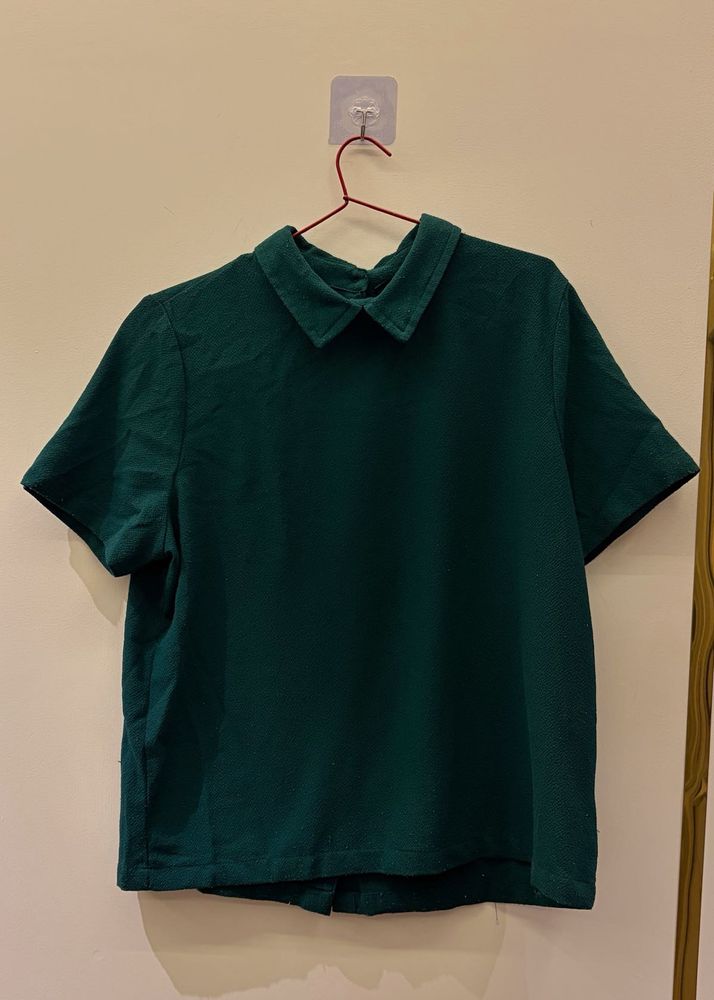 Green double sided peter pan collared Top