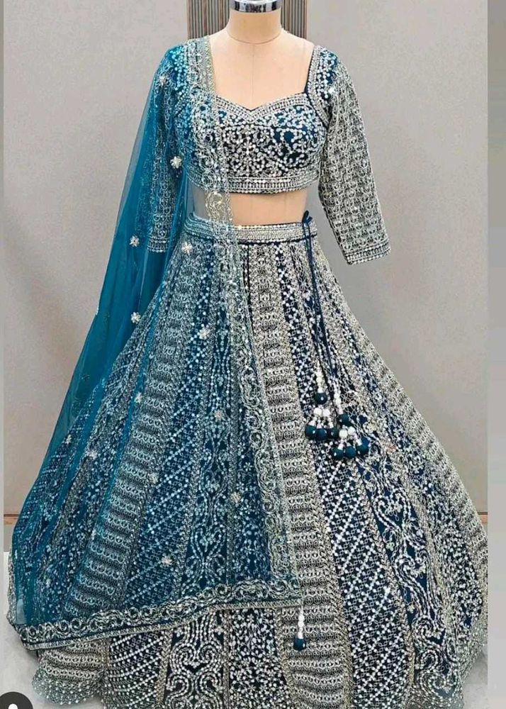 Elegant Teal Embroidered Lehenga Choli