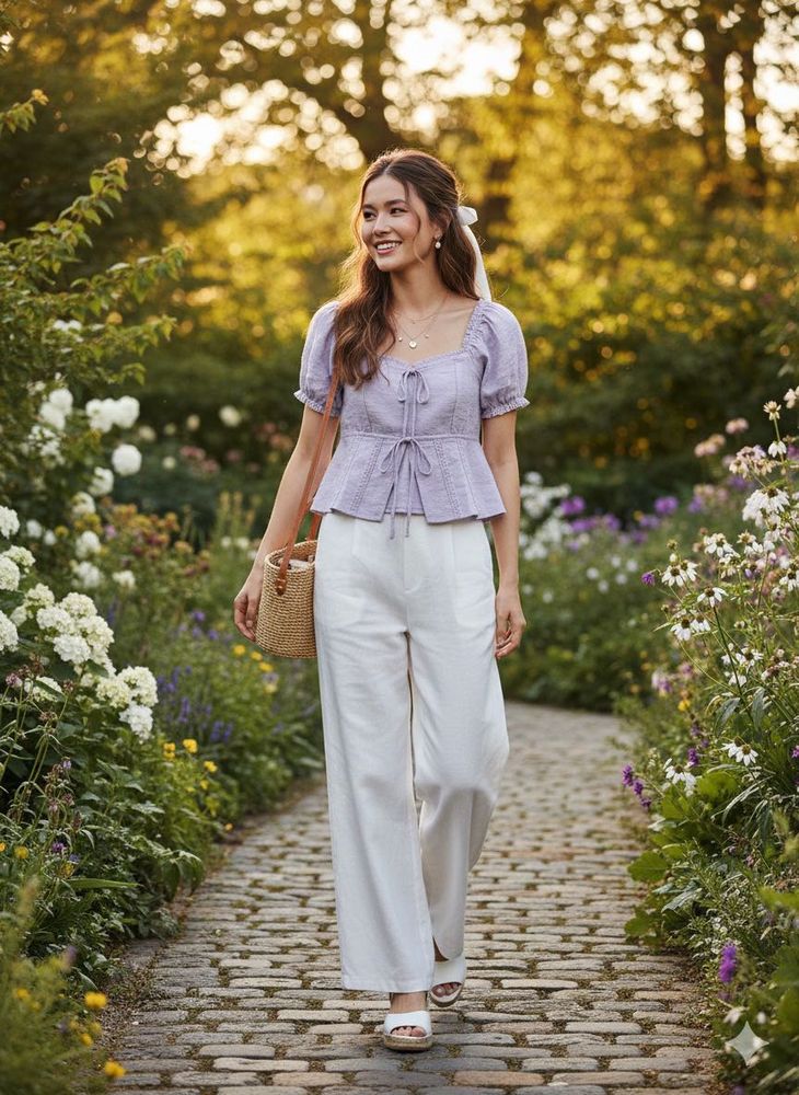 Cute Lavender Peplum Top