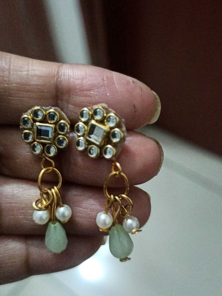 Handmade Studded Dangle Earrings
