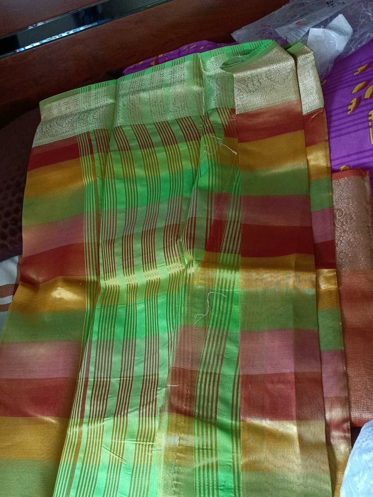 New Saree Witg Green Pattu Boarder