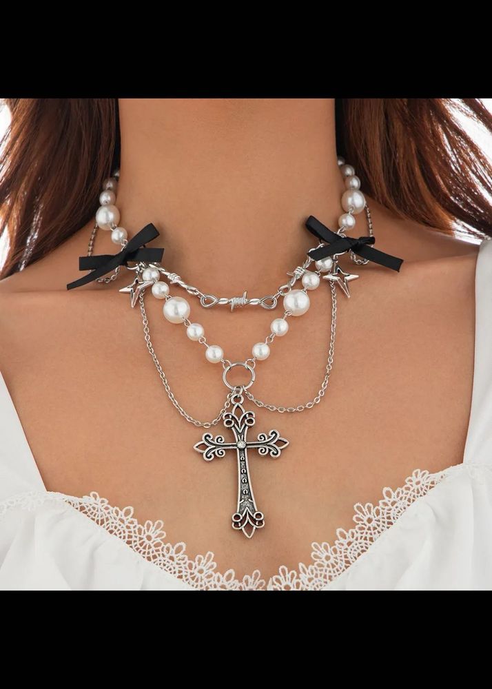 Pearl Cross Necklace