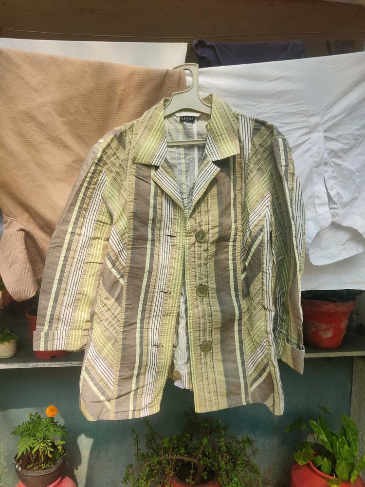 Striped Shirt coat with panelling