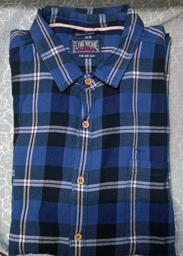 Flying Machine Blue Plaid Shirt