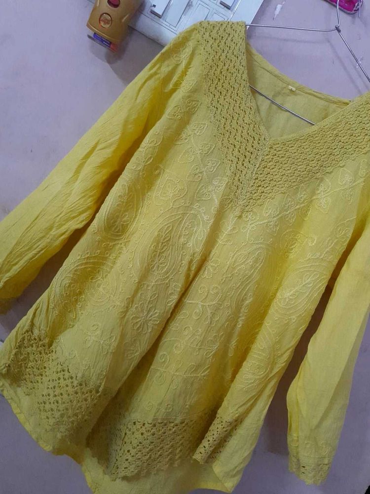 Yellow Embroidered Tunic