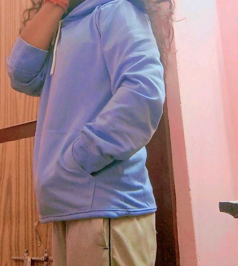 Nimesh Fashion Men Women Light Blue Hoodie(Medium)