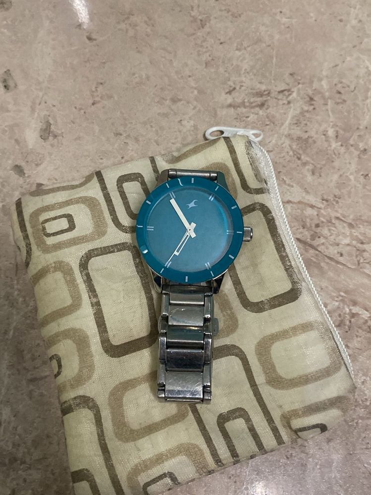 Fastrack Watch Aquablue Silver Colour of Hype 100%