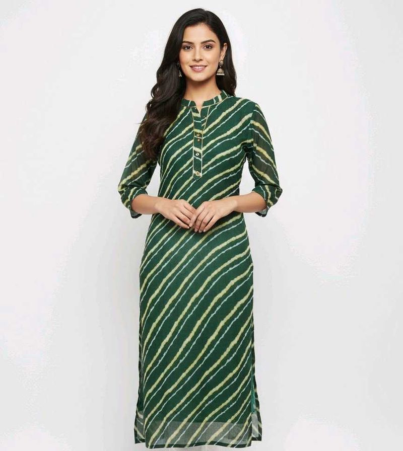 Green Striped Kurta