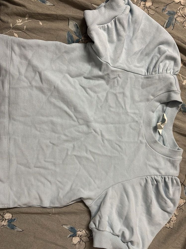 Light blue simple crop top
