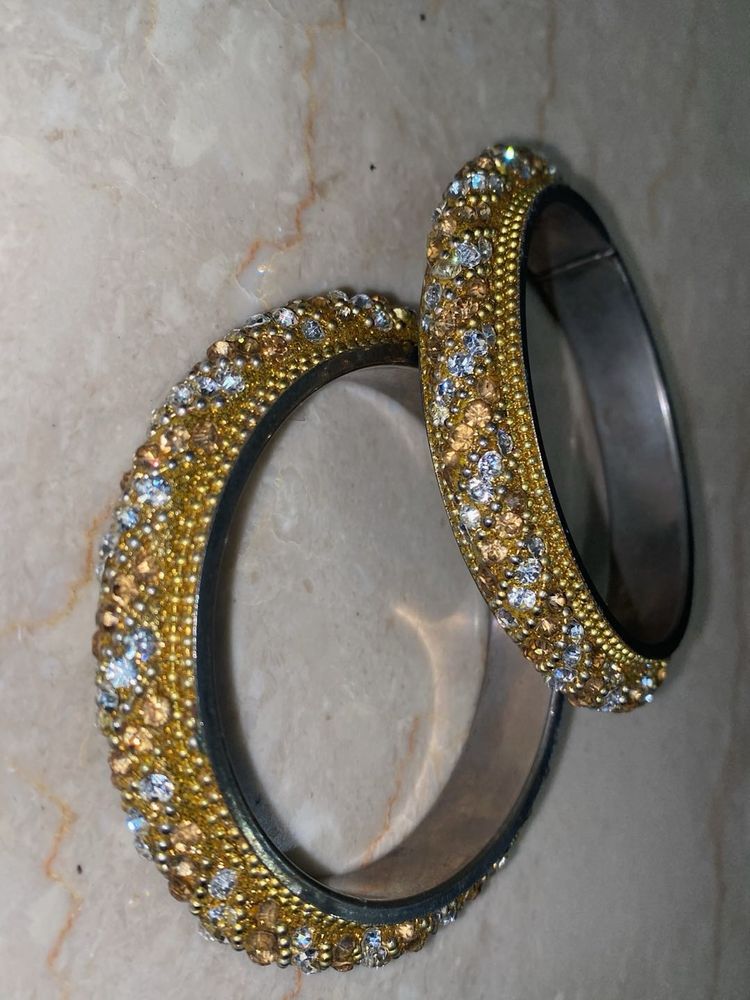 Heavy Metal Gold Kada Pair Size 2.5