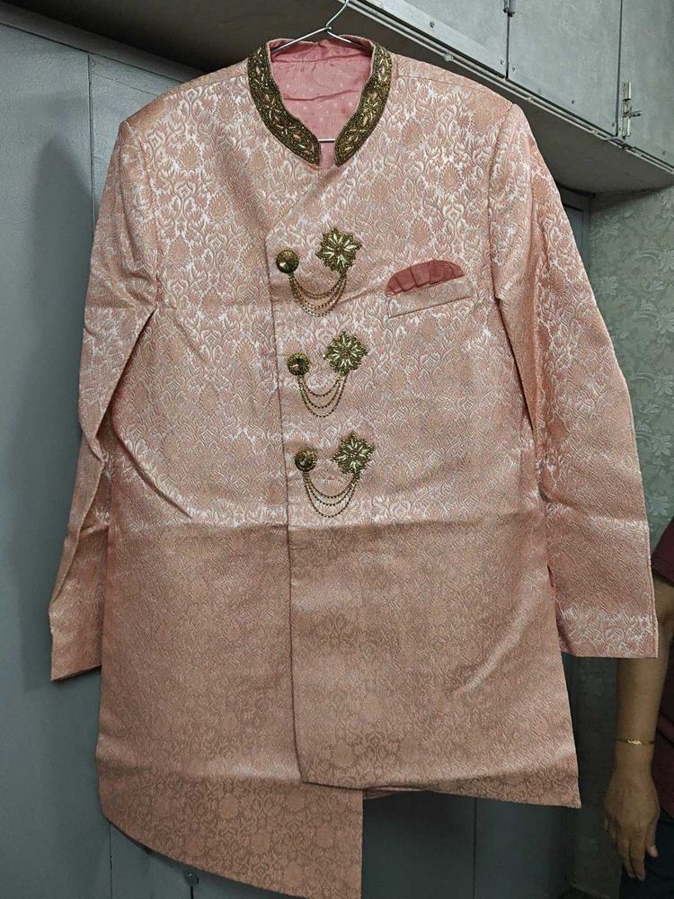 Embroided Wedding Sherwani Jacket &amp; Matching Jutti