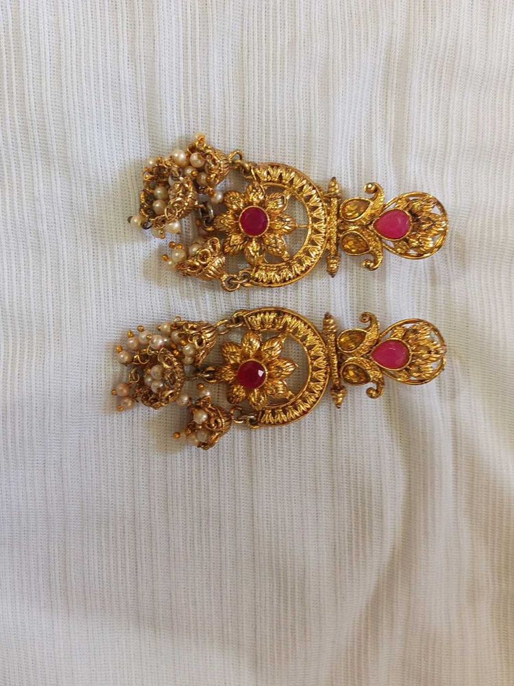 Elegant Gold-Tone Ethnic Earrings