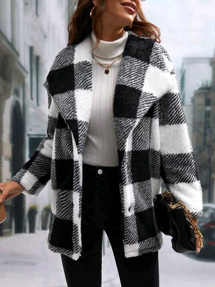 Chic Plaid Print Jacket