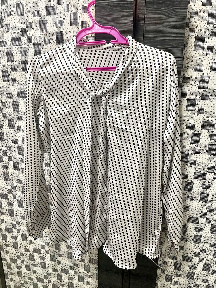 Polka Dot Tie Neck Top