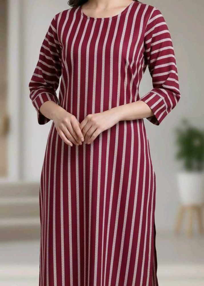 Striped Maroon Kurta