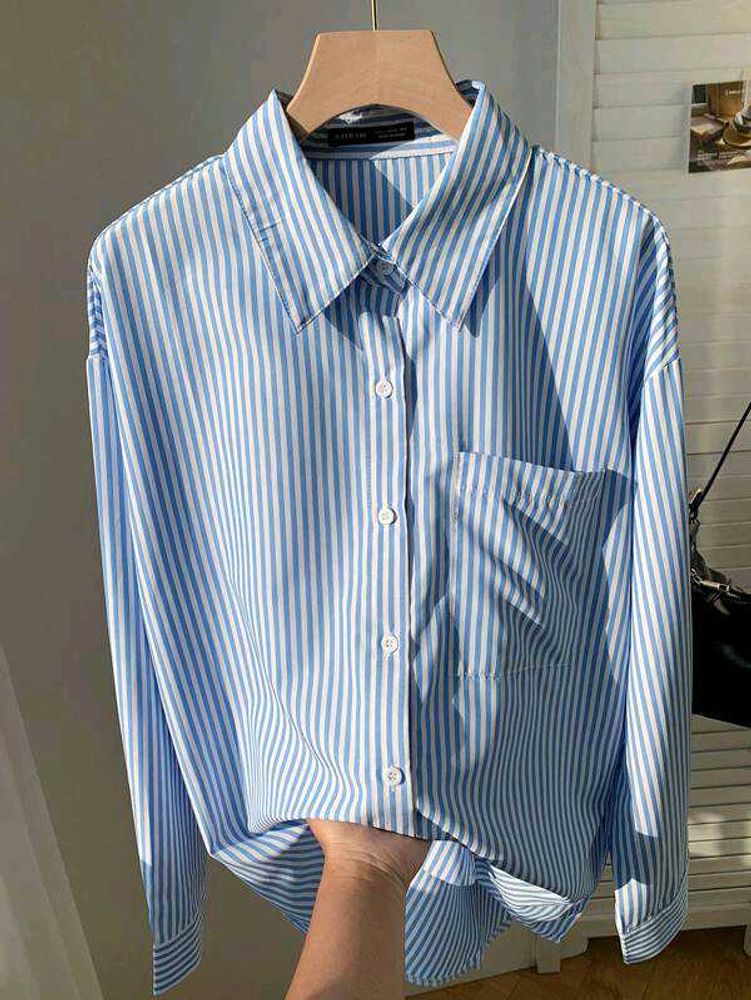 Designer Striped  Button-Down Shirt 💙