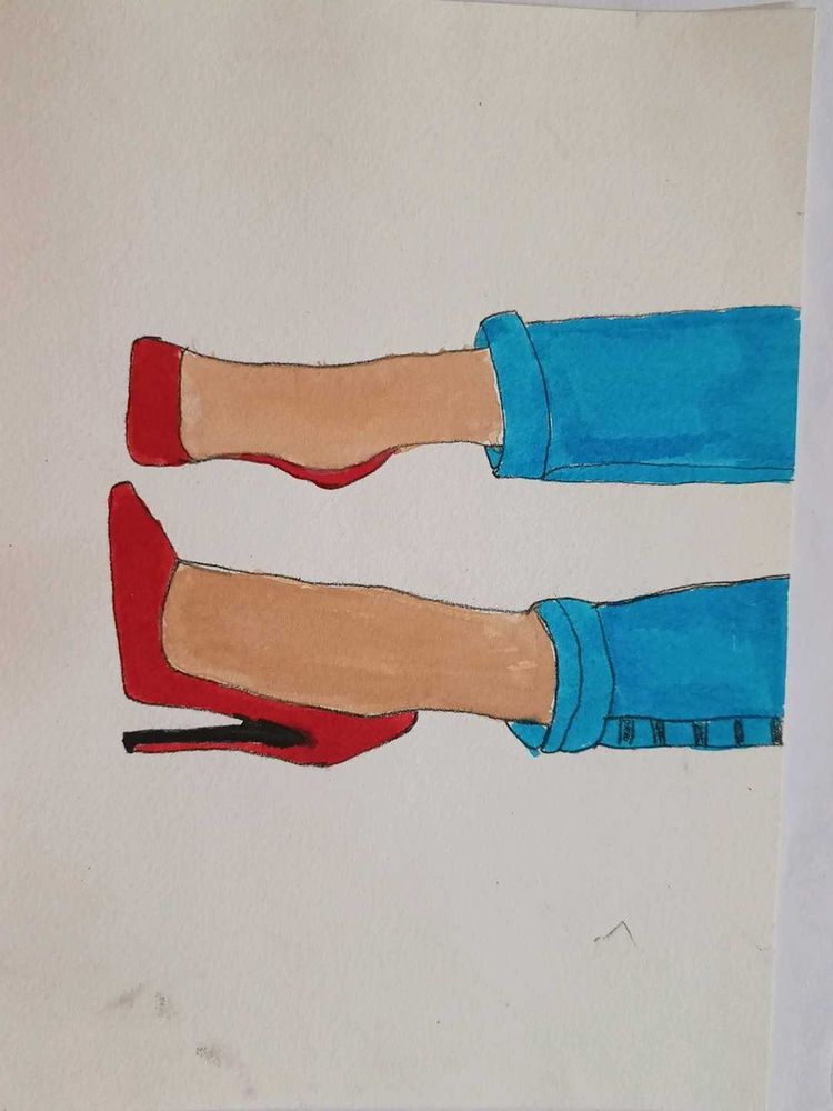 Red Heels Watercolor Art- 1 sheet