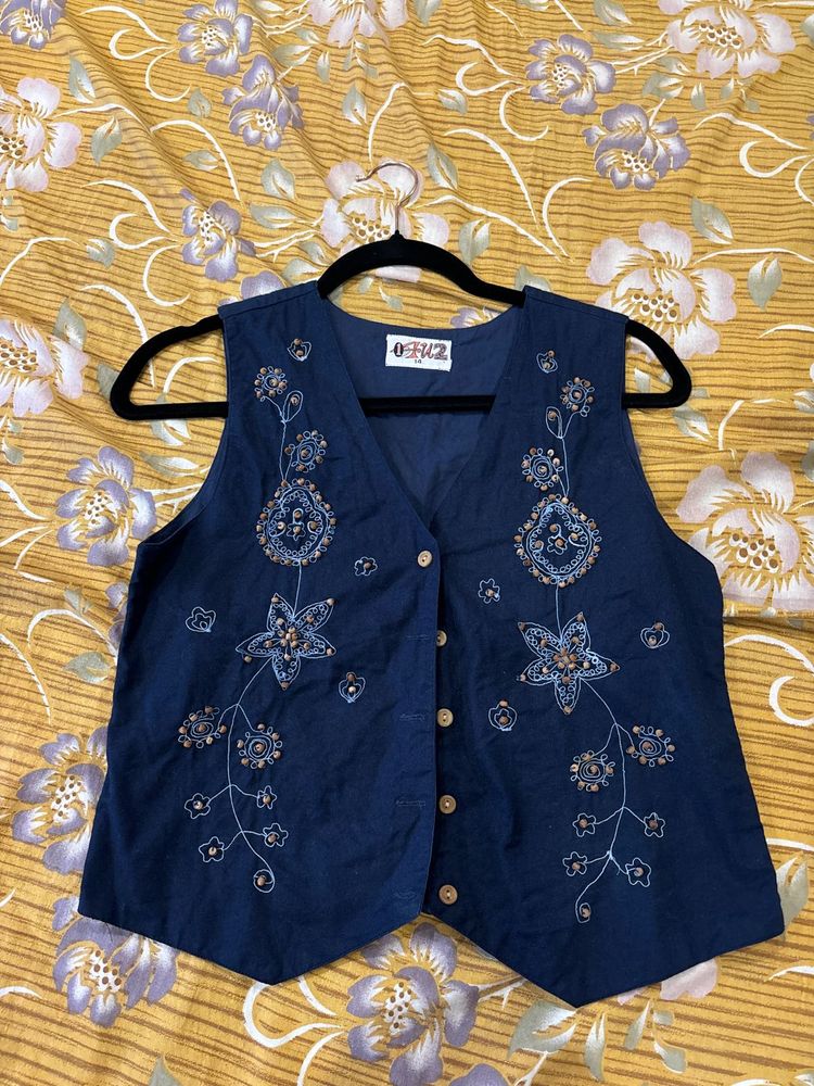 Embroidered Cotton Vest