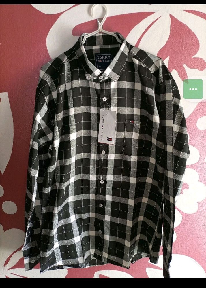 Tommy Hilfiger Black And White Checked Shirt For Men
