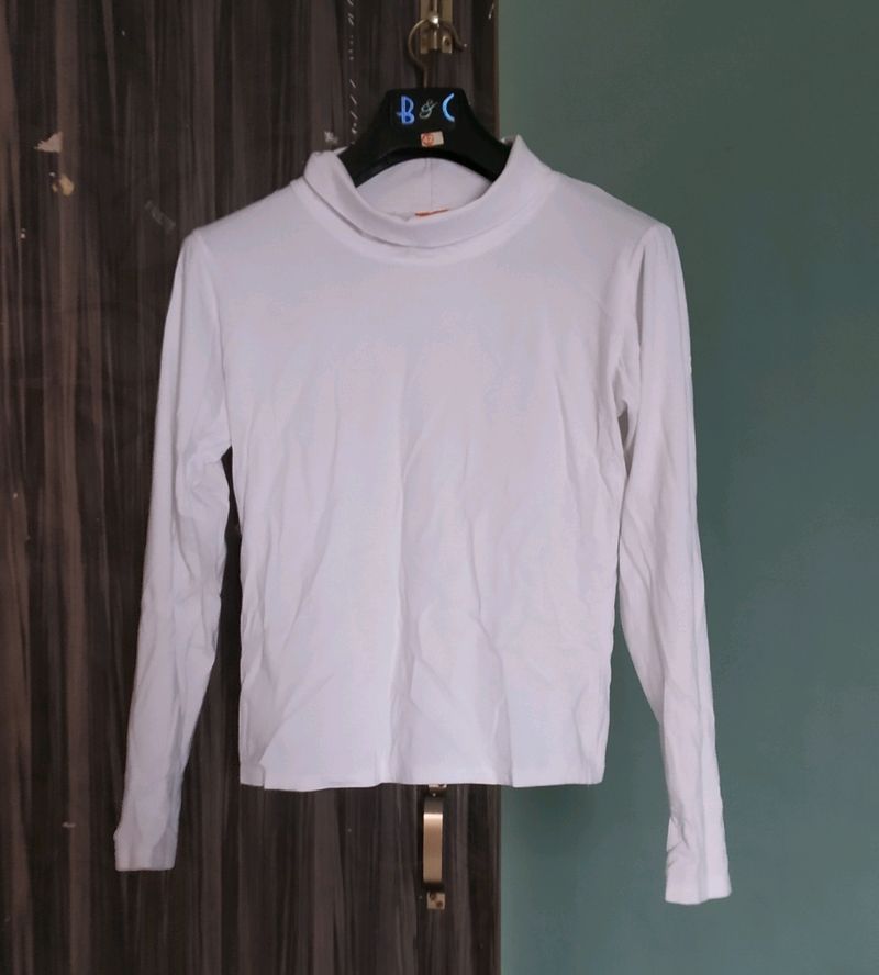 Pure White High Neck Top