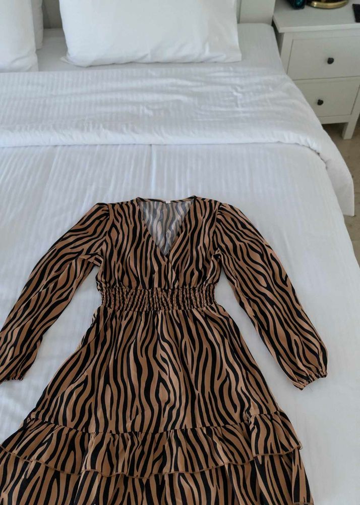 Stylish Zebra Print Midi Dress