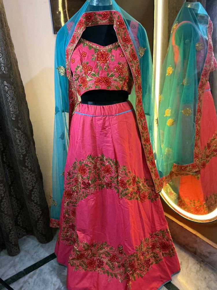 Pink Embroidered Lehenga Choli
