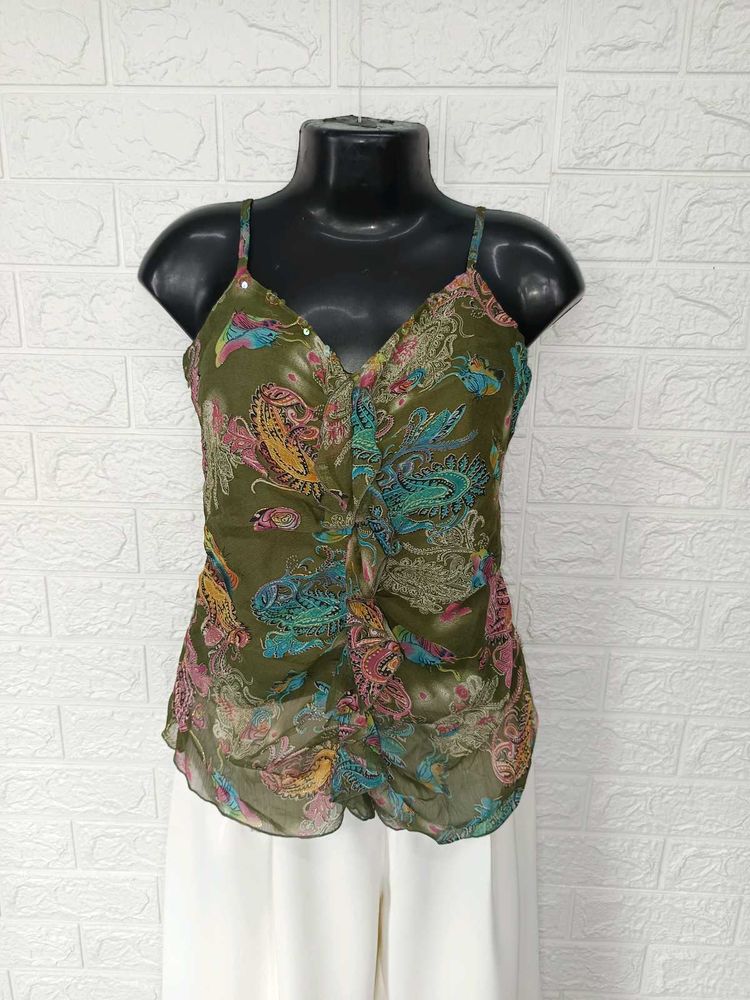 Green Printed Tank Top