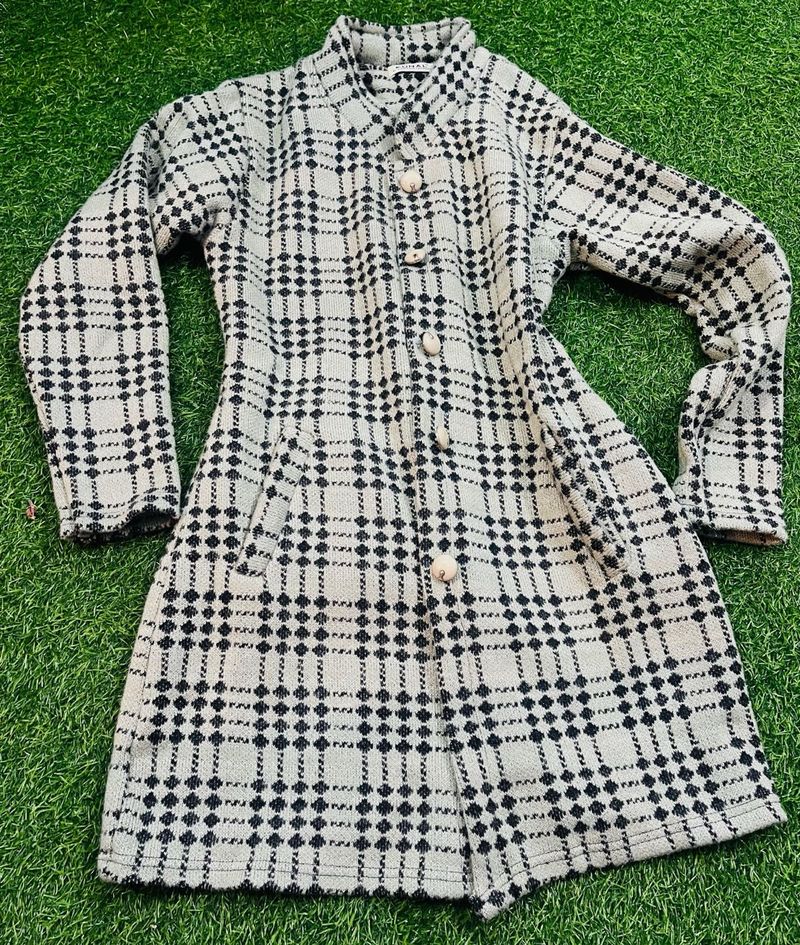 Stylish Plaid Coat unused