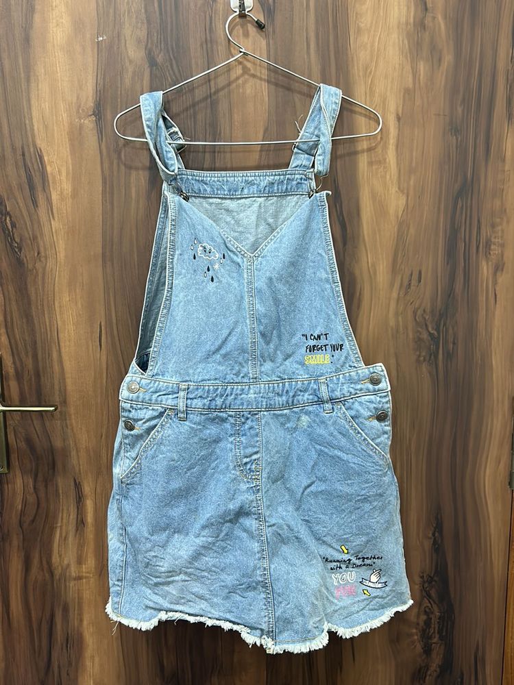 Denim Dungaree With Pockets