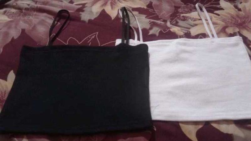 Style Can Pake Of 2 Black And White Crop Cami Than