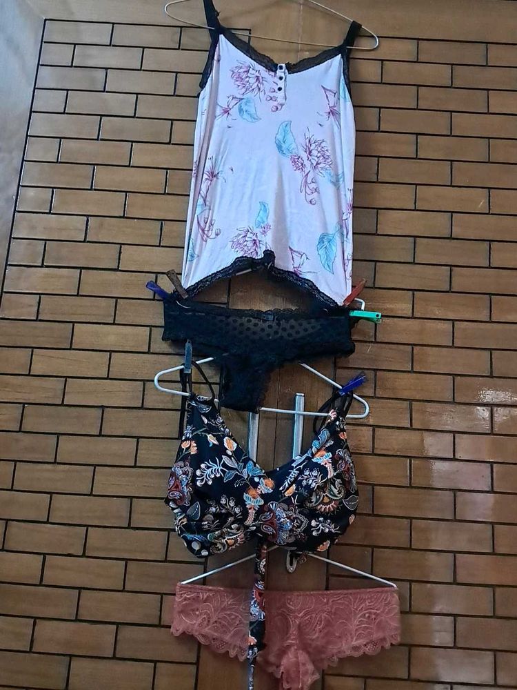 Combo Of Four Imported Fabric Bra N Panty