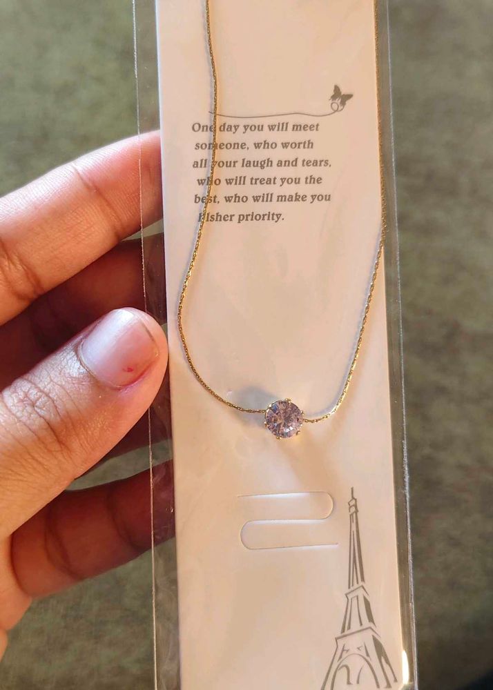 Anti Tarnish Solitaire diamond necklace Chain