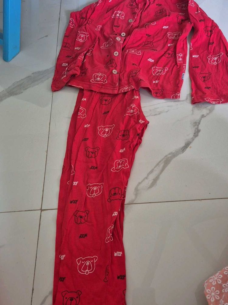 Red Dog Print Pajama Set - Comfy Loungewear
