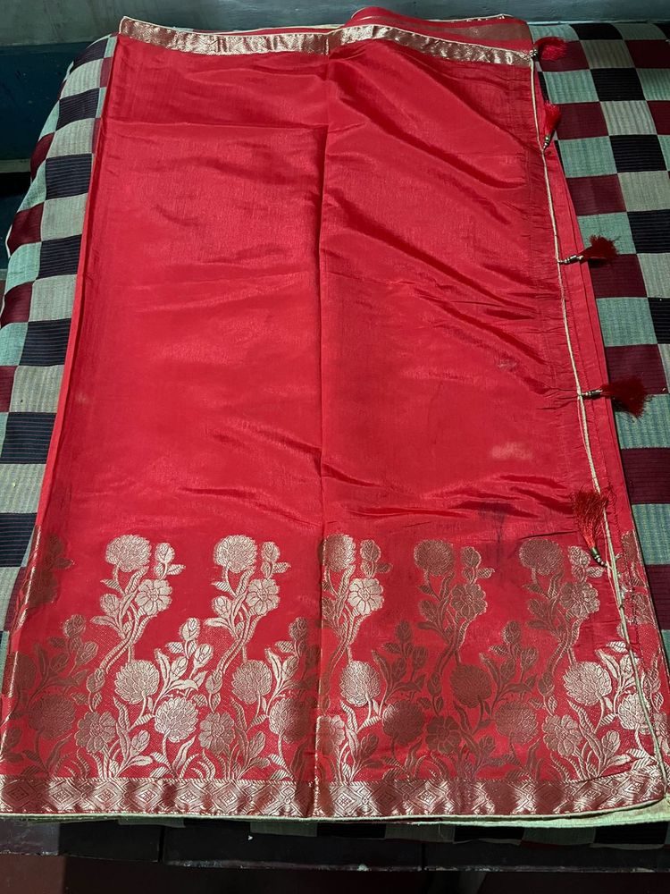 Red Printed Saree