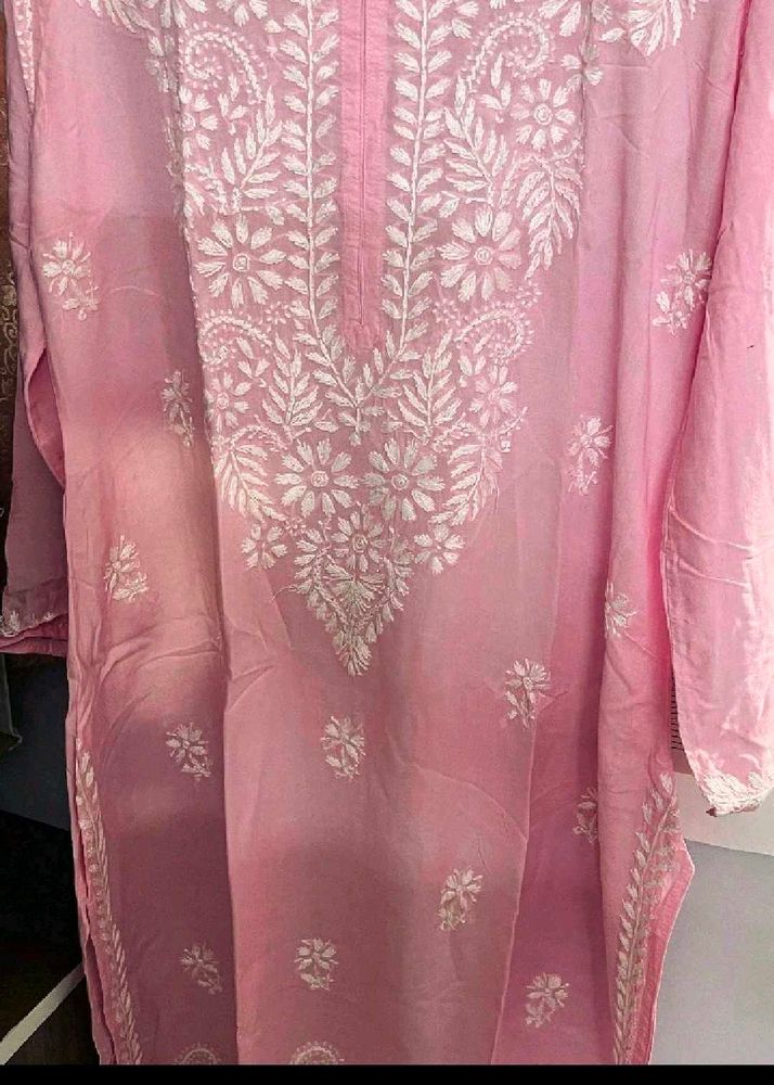 Pink chikankari Kurta