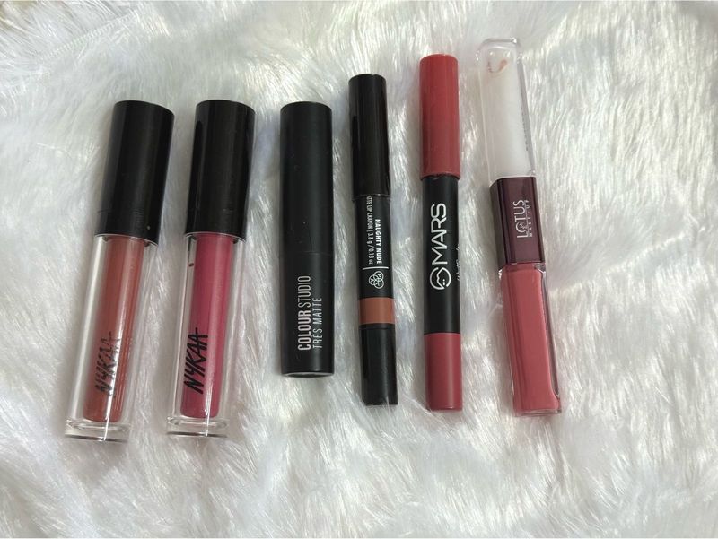 Combo Of 6 Nude Branded Lipsticks .