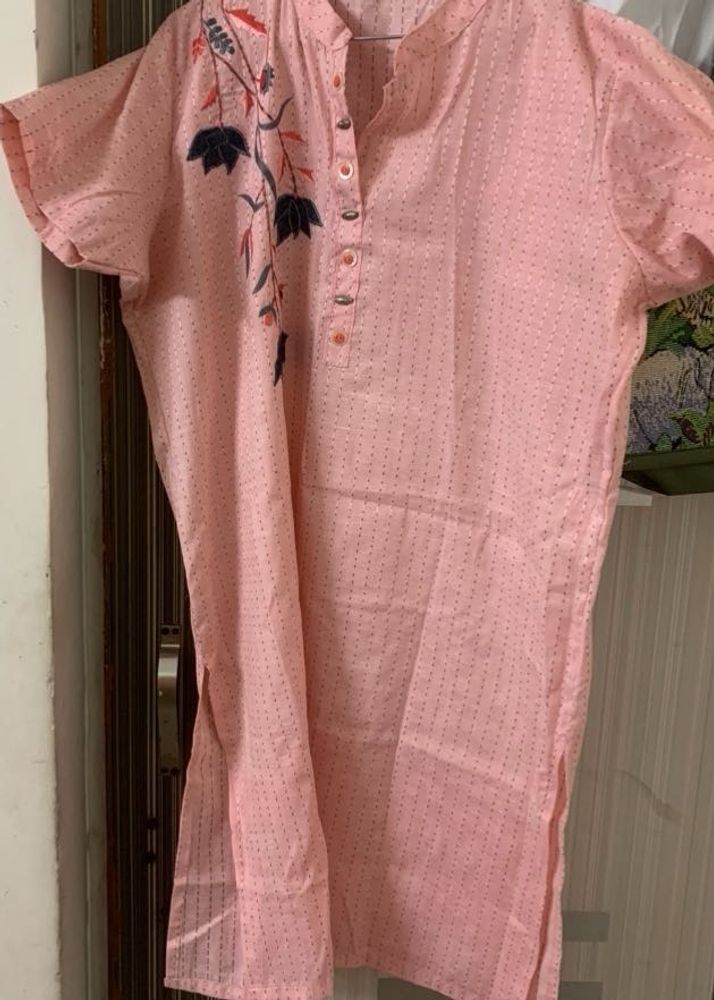 Cotton Peach Kurta For Daily Use