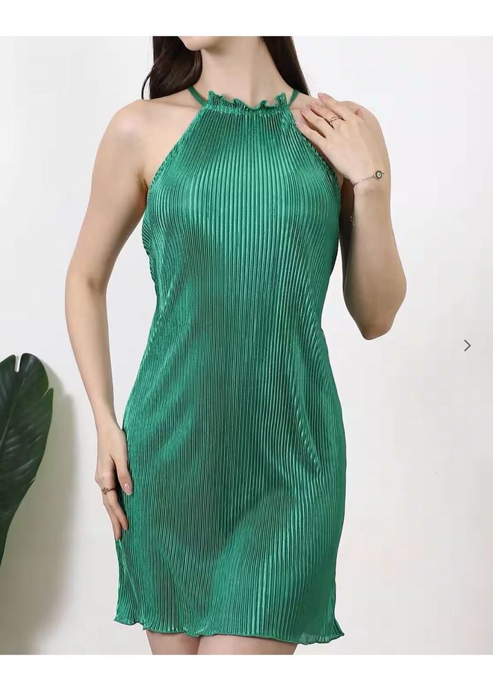 Emerald Green Halter Mini Dress