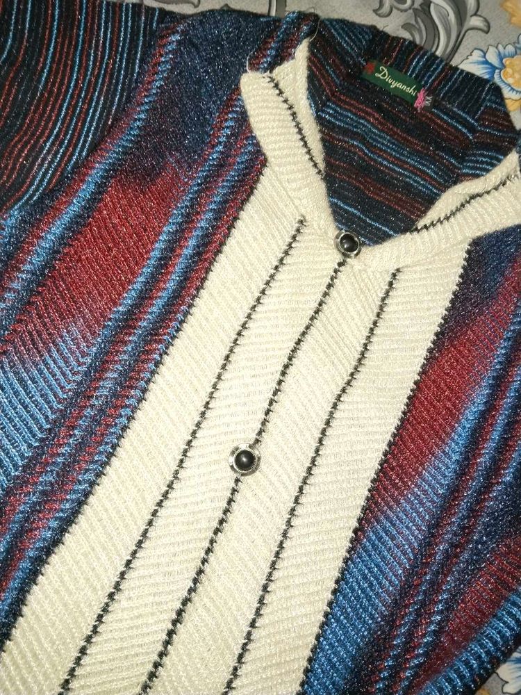 Vintage Striped Woollen Kurti Pullover
