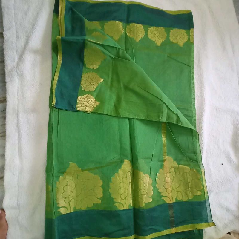 Green Brocade Banarasi Cotton Saree
