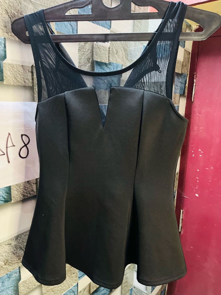 Women Black Party Wear Peplum Top