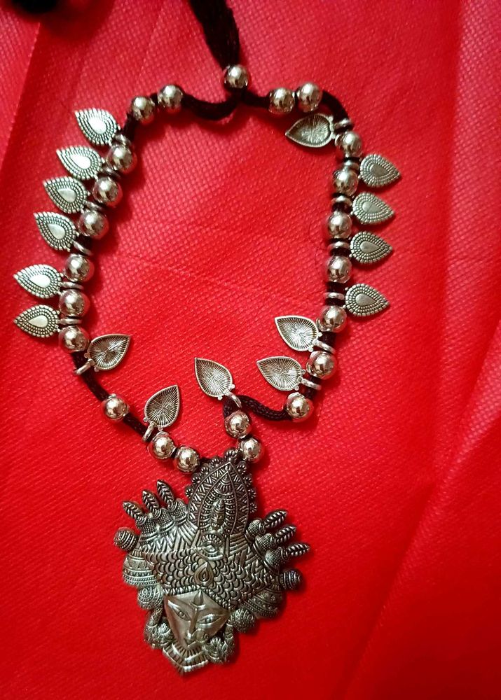 Silver Durga Pendant Necklace