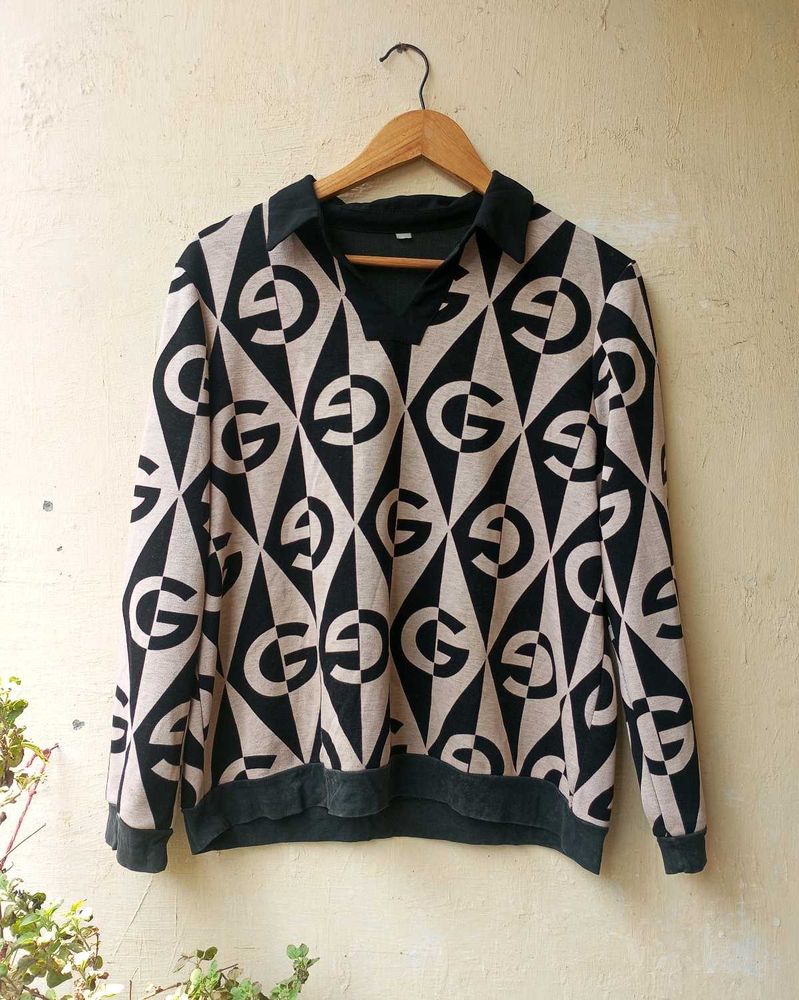 Patterned Collared T-Shirt Top (Women)