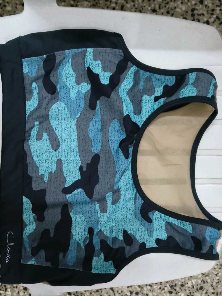 Camouflage Print Padded Sports Bra
