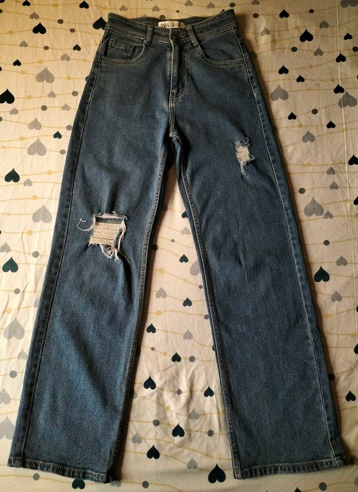 Ripped Wide Leg Jeans