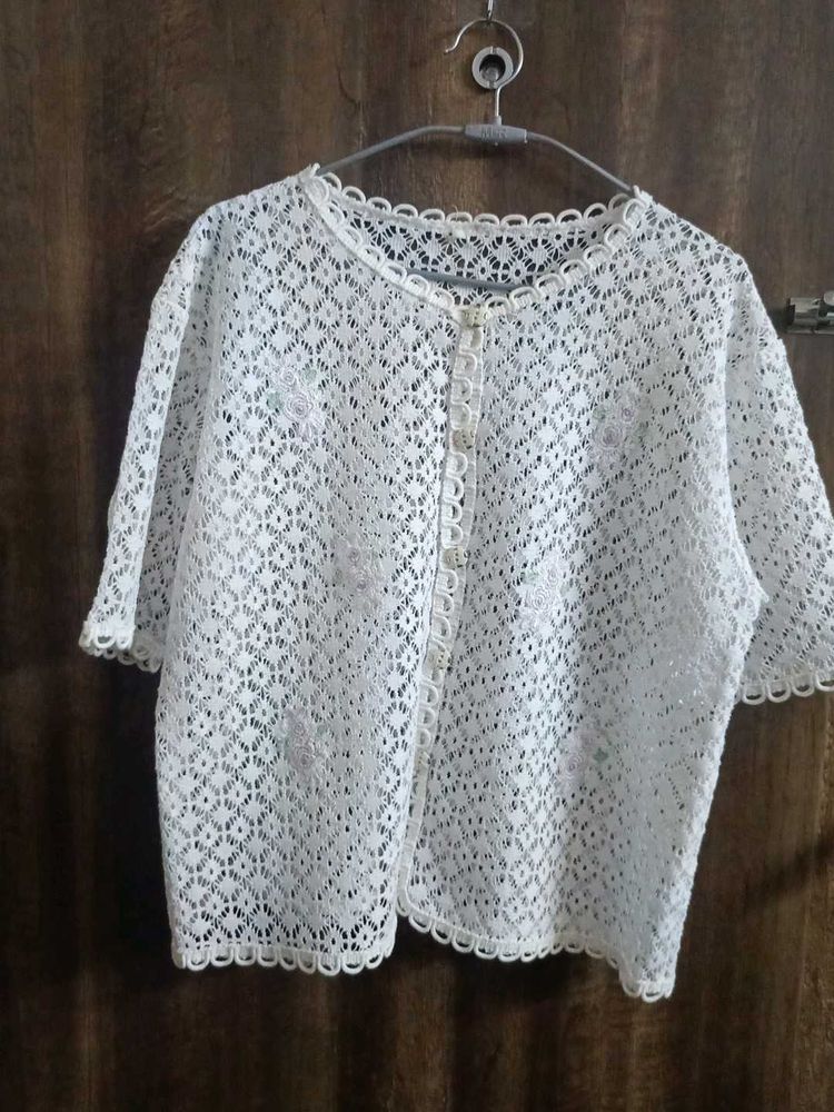 Elegant White Lace Cardigan