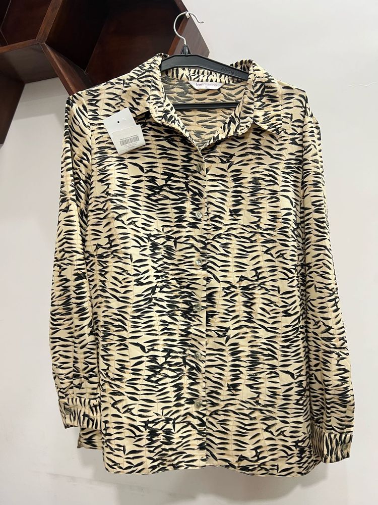 Animal Print Button-Down Shirt